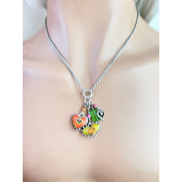 Brighton Portobello Heart Enamel And Crystal Vintage 18" Long - Picture 1 of 5